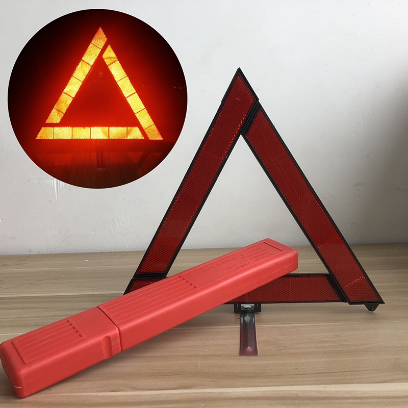 Emergency Exit Sign - ขาตั้งสามขาสำหรับรถยนต์ ป้ายเตือนพับได้ แผ่นสะท้อนแสง อุปกรณ์เตือนภัยฉุกเฉินสำหรับรถยนต์ สามเหลี่ยมสะท้อนแสงสีแดง อุปกรณ์เสริมเพื่อความปลอดภัยในกรณีฉุกเฉิน