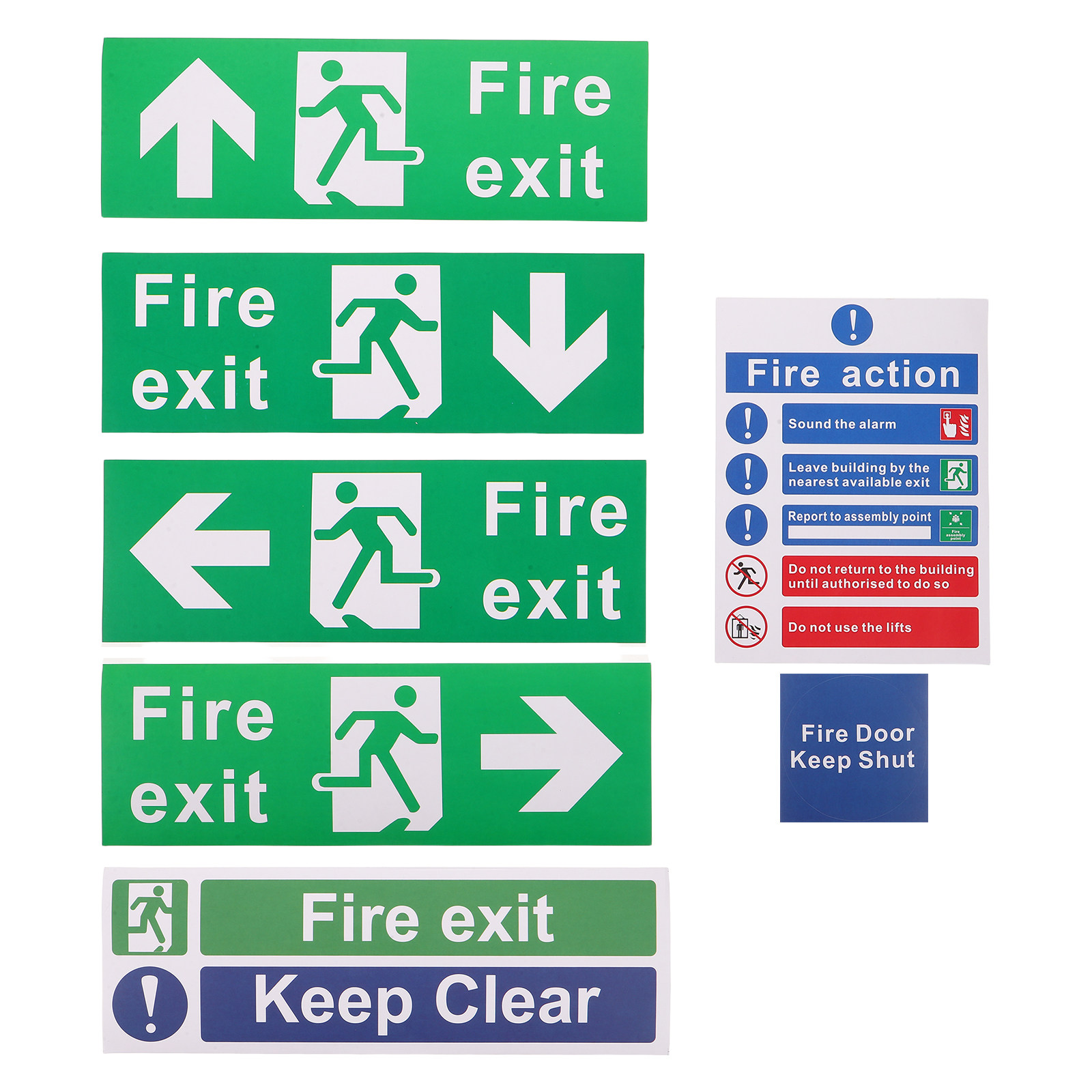 Emergency Exit Sign - ป้ายทางออกฉุกเฉิน 21 ชิ้น สำหรับความปลอดภัยสาธารณะ ป้ายบอกทางหนีไฟฉุกเฉิน สติกเกอร์