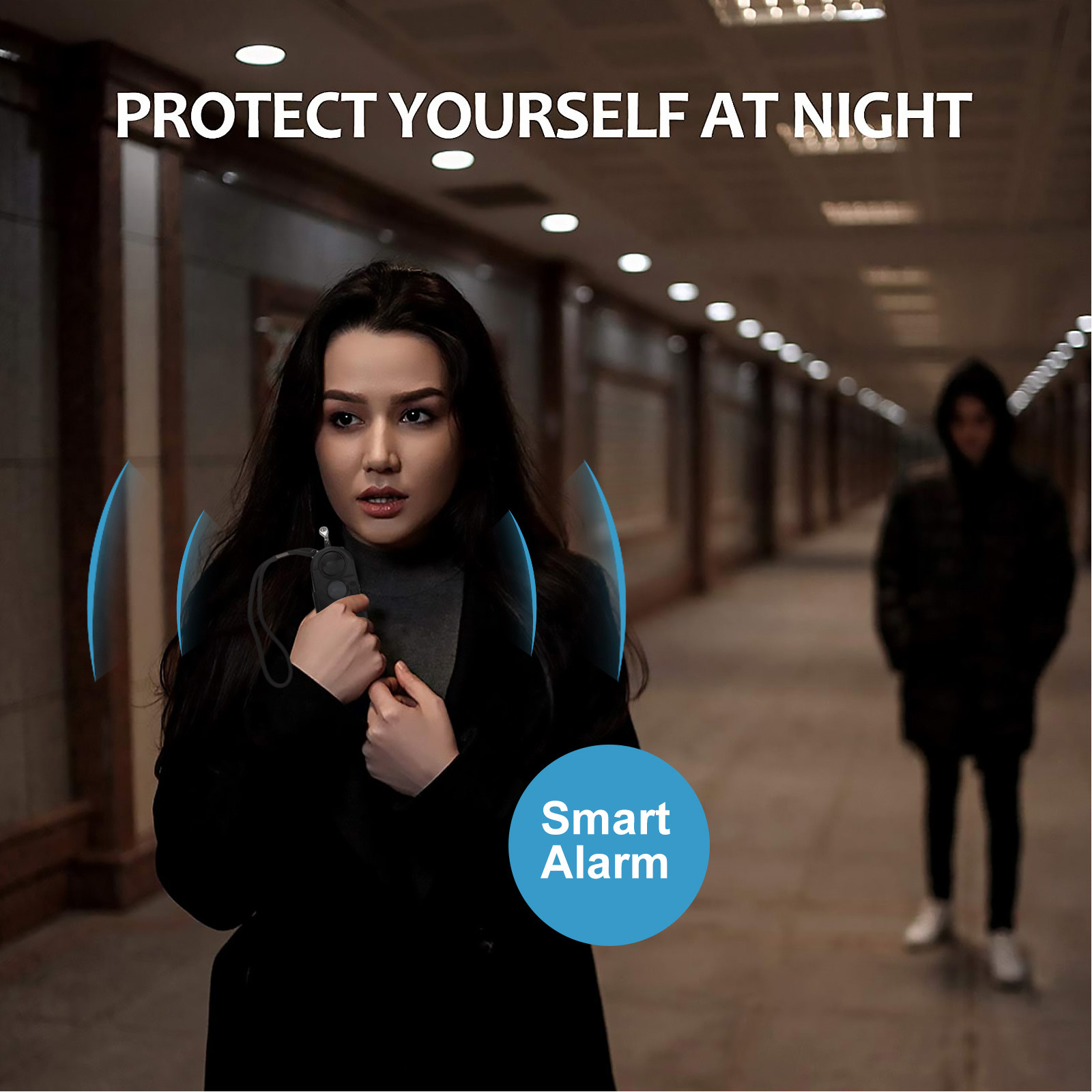 Personal Alarm Keychain - พวงกุญแจสัญญาณเตือนภัยส่วนตัวแบบสองฟังก์ชันสำหรับผู้หญิง เสียงไซเรนดัง 130 เดซิเบล ตรวจจับการเคลื่อนไหวของมนุษย์ด้วยอินฟราเรด ไม่ต้องใช้สายไฟ